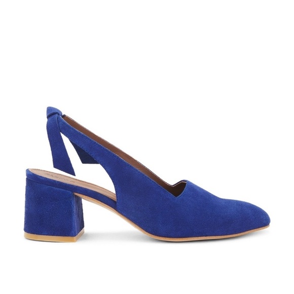 ALOHAS Blue Suede Slingback Heels - Picture 2 of 11